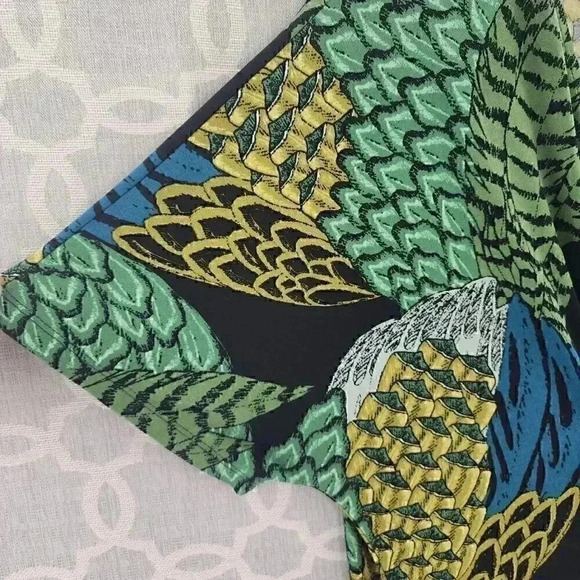 Gypsy Mara Hoffman Short Sleeve Printed Ruched Tied Front/ Back Blouse M - Picture 8 of 9